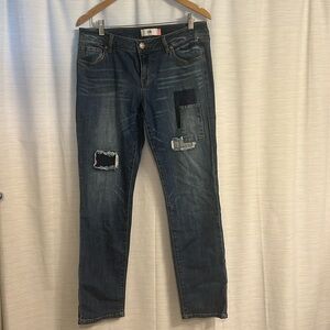 Cabi Jeans Slim Boyfriend Patchwork Blue Denim - Size 8
